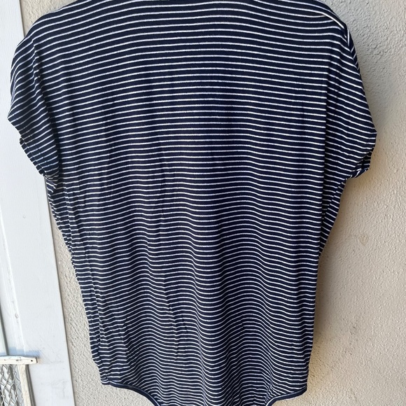 Blue and White Stripe V-neck loose fitting top - Picture 2 of 2